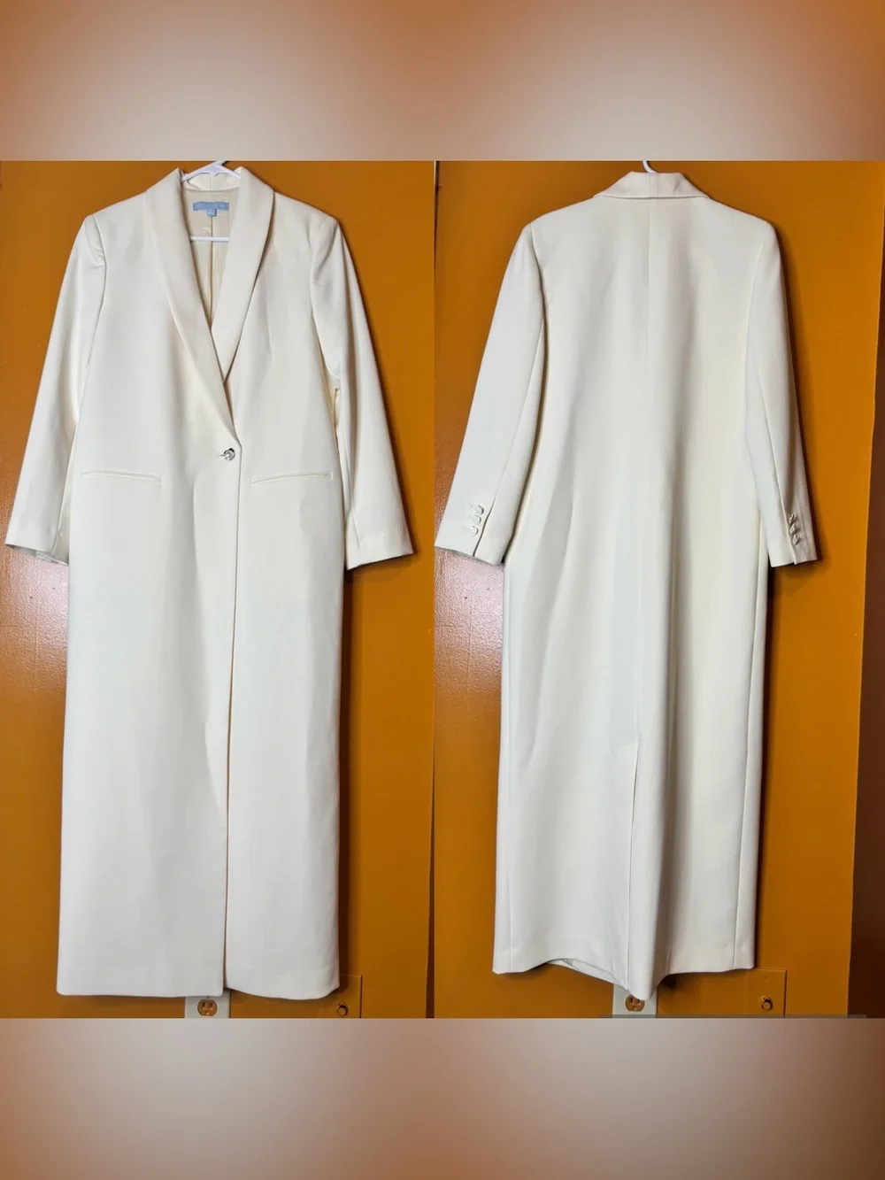 Antonio Melani X Elizabeth Damrich Cocktail Crepe Long Sleeve Full-Length Coat.